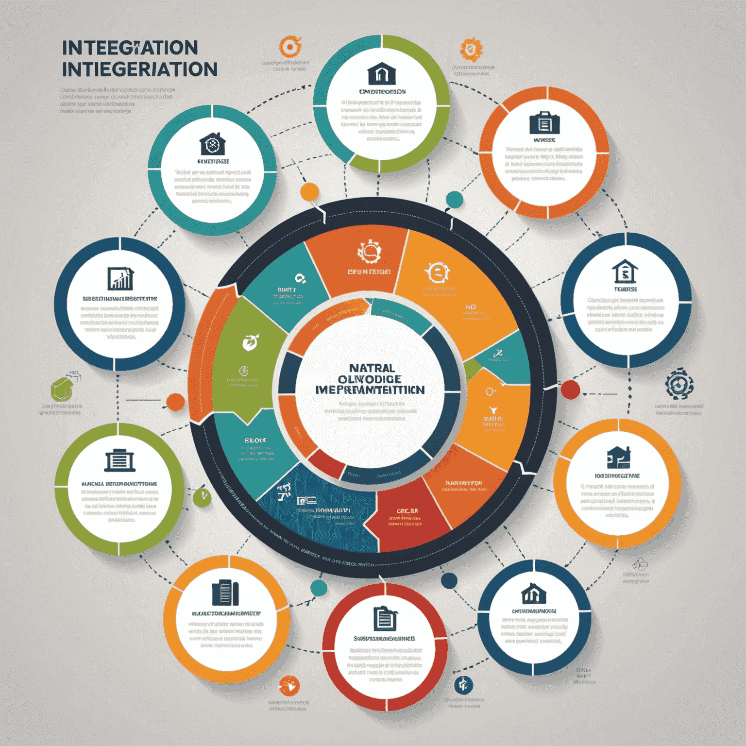 Entegrasyon sürecini gösteren infografik. Analiz, tasarım, geliştirme, test ve uygulama aşamalarını içeren döngüsel bir diyagram.